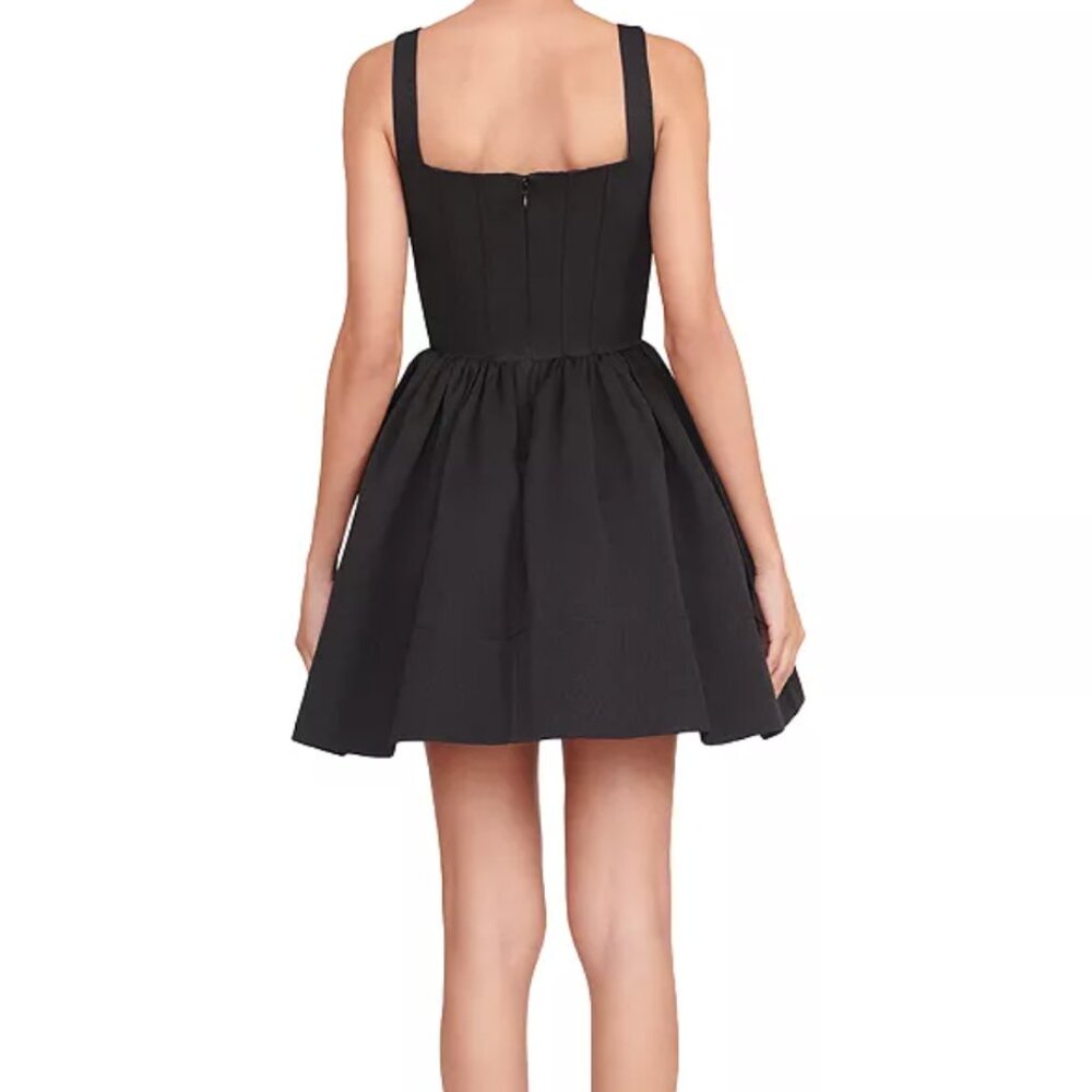 Staud Landscape Mini Dress Satin Black Size 2 - Picture 3 of 9